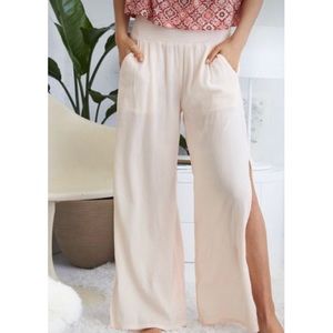 aerie White Two-Way Tie Palazzo Pants